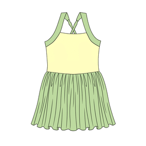 GSD3976 Baby Girl Children Summer yellow blue <b>patchwork</b> Print Sleeveless Knee-Length YOGA Dress Wholesale - Product Image 6