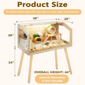 Grandes maisons pour animaux de compagnie 32 "x 16" x 40 "Cage pour hamster avec pattes Habitat anti-mastication pour cochons d'Inde et maison pour hamster - Product Image 2