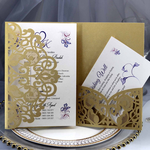 Invitación de compromiso estilo europeo, tarjeta de felicitación festiva, invitación de boda cortada con láser, disponible al por mayor - Product Image 2
