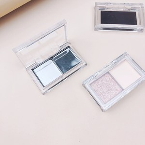 Double Compartment Transparent <b>Square</b> Cosmetic Palette With Magnetic Closure For Highlighter Eyeshadow Blush Lipstick Sample - Product Image 2