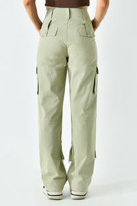 Pantalon cargo rétro d'été pour <span class=keywords><strong>femme</strong></span>, <span class=keywords><strong>coupe</strong></span> droite ample avec taille élastique, devant plat et fermeture éclair, <span class=keywords><strong>style</strong></span> décontracté - Product Image 2