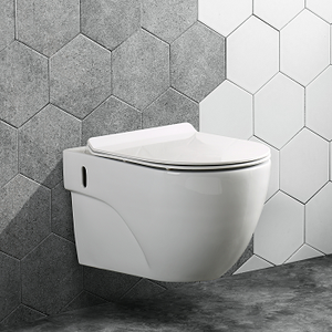 Inodoro Suspendido Redondo Blanco con Descarga sin Borde para Baño de Casa de Campo, Villa o Apartamento - Product Image 1