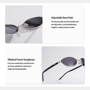 Gafas de Sol Ovaladas Y2K de Diseño Nuevo 2026, Montura Metálica, Pequeñas y Estrechas, Estilo Cyberpunk Futurista, con Logotipo Personalizado, Listas para Enviar - Product Image 6