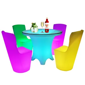 Light Up Cocktail Table And Chairs Outdoor Indoor Plastic LED Bar Sofa Chair Portable Led Bar Stool Table Furniture Hookah Set