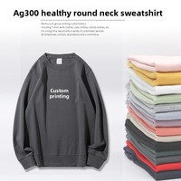 Sablon Logo Kustom 300GSM Warna Pastel Sweatshirt Kerah Bulat Oversize 3D Embossed Unisex Hoodie Polos