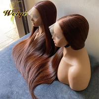 Perruque frontale en dentelle HD 13x4 sans colle, en cheveux humains brun chocolat, pré-épilée avec baby hair, 4 perruques à fermeture en dentelle brun foncé pour femmes