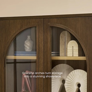 Meuble <span class=keywords><strong>TV</strong></span> de style américain en bois massif avec design arqué, console de contrôle multimédia, armoire de rangement simple et armoire à vaisselle - Product Image 6