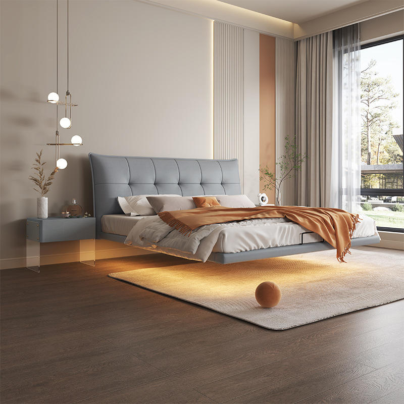 Panneau de lit en bois en acier gris foncé [lit simple]