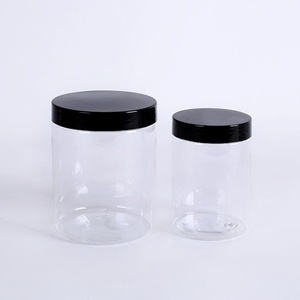 500 ml <b>Food</b> Grade Clear Pet Plastic Ice Cream <b>Jars</b> Containers with Black Ribbed Screw Lids <b>Food</b> clear <b>Jars</b> - Product Image 1