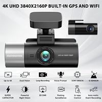 Cámara para Auto V58 de 3 Canales, 4K Frontal, 1080P Interior/Trasera, GPS Integrado, WiFi 5.8GHz, Sensor G de 3 Ejes, Pantalla IPS de 3.0'', Grabación Triple