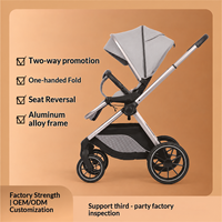 Poussette Bébé Haut de Gamme Luxe Bidirectionnelle en Alliage d'Aluminium Inclinable Pliable à Une Main avec Poignée Réglable à 4 Roues pour 0-3 Ans