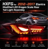 Feux arrière LED modifiés HXFG pour Hyundai Elantra 2012-2017, design écailles de dragon, clignotants séquentiels, feux de jour DRL et feux de freinage