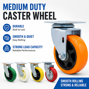 Ruedas Giratorias Industriales Universales de Tamaño Mediano con Rodamientos Dobles Resistentes al Desgaste, Color Naranja, de 2.5 a 5 Pulgadas, Personalizadas de Fábrica - Product Image 2