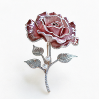 Bros Pin Bunga Zirkon Tembaga Berkualitas Tinggi, Mewah untuk Pesta Pernikahan, Perjamuan, Gaun, Berlapis Perak, Unisex, Mikro Inlay