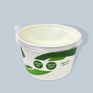 Copo de sorvete com impressão personalizada de 8 onças e 12 onças para levar lanches, tigelas de sopa de papel com tampa