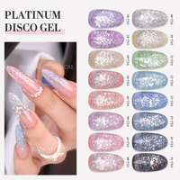 Vernis Gel Disco Sans HEMA Qualité Salon 16 Couleurs Marque Privée Vente en Gros Gel Réfléchissant Vernis à Ongles Flash Gel Logo Personnalisé