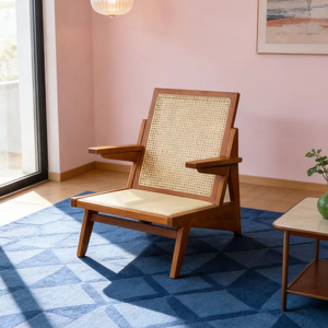 Fauteuil de salon en <span class=keywords><strong>rotin</strong></span> en bois massif de style nordique moderne, meubles de maison, balcon, fauteuil inclinable à accoudoir unique, fauteuil de détente - Product Image 4