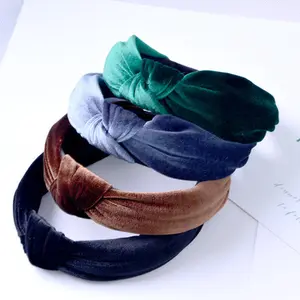 2021 Wholesale Daily Life Broad-Brimmed Bow nit Pleuche Headband For Women Velvet Headband Hair Accessories