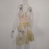 Tenue de danse rose pour femmes avec des embellissements en paillettes dorées, tenue personnalisée pour la scène, la compétition, l'entraînement, la danse sur barre