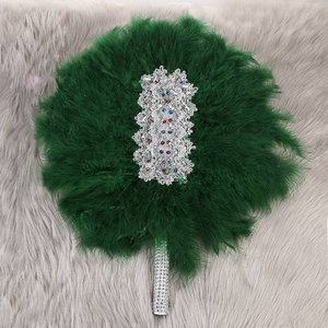 11 couleurs disponibles en stock, éventails à main en plumes de dinde nigériane teintes pour la décoration de mariage - Product Image 5