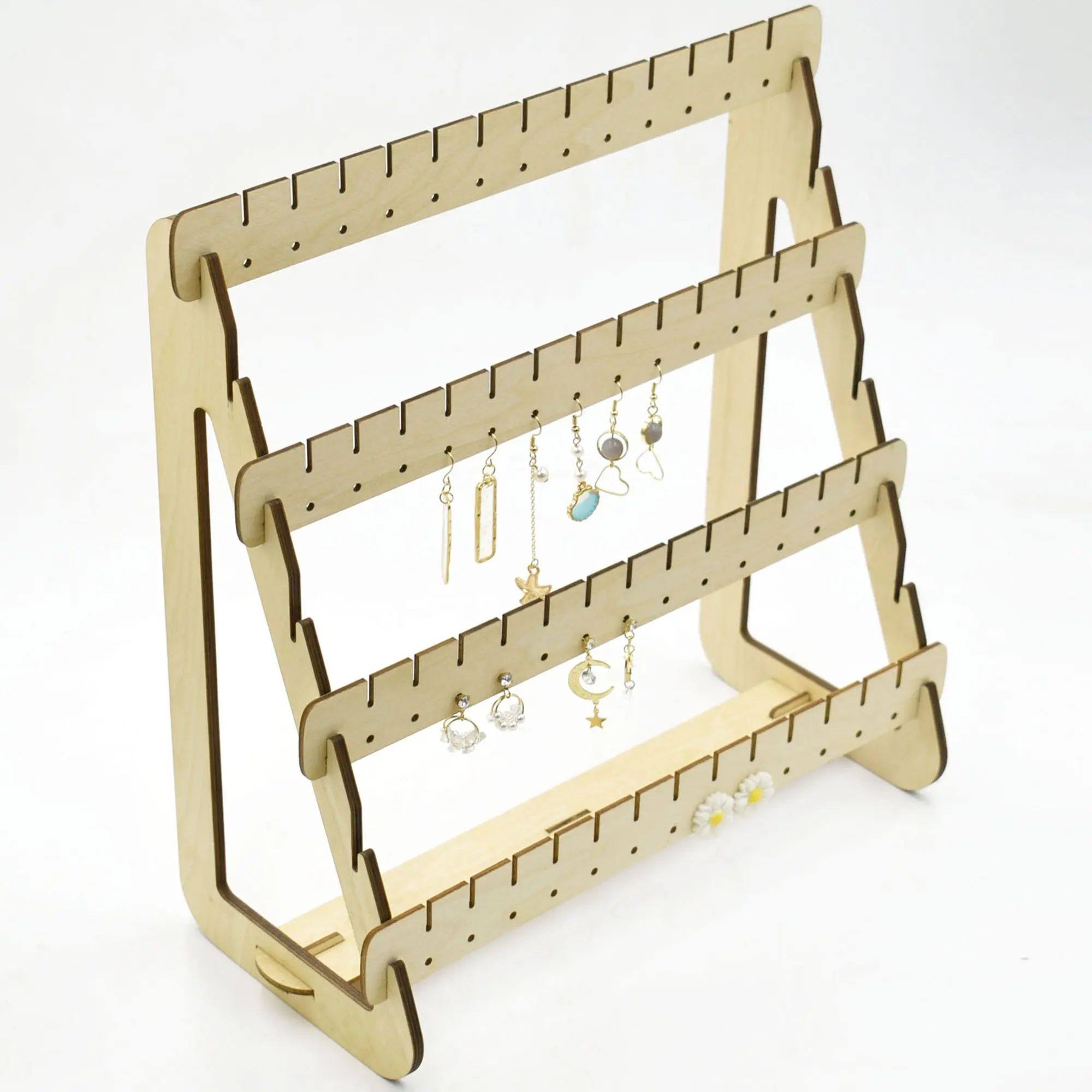 Adjustable Shopping Mall/Household Wooden Earring Holder Wooden Earring Stand Display Wooden Earring Stand