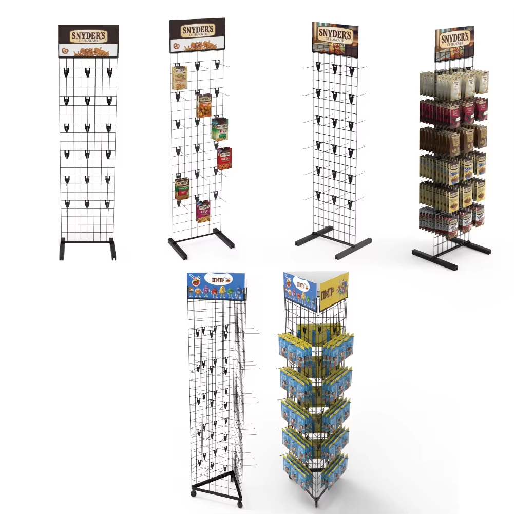 Hot-Selling Double-Sided Steel Wire Display Racks Floor-Standing Freestanding Display Unit Supermarket Use Customizable Sticker — view 6