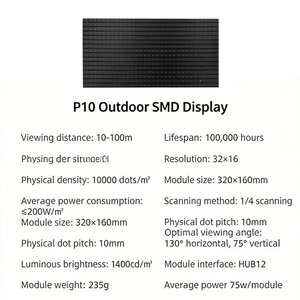 Pantalla LED P10 de Alto Brillo a Todo Color para Exteriores, Letrero Luminoso para Tiendas, Texto Desplazable, Pantalla Publicitaria Plug and Play - Product Image 2