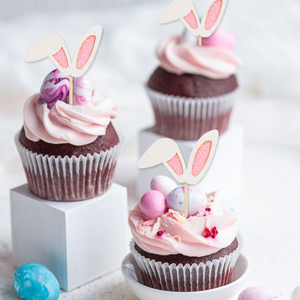 12 adornos para cupcakes con orejas de conejo, decoración para pasteles de Pascua, decoración para pasteles de primer cumpleaños para niñas, decoraciones para postres, palillos para comida de bebé - Product Image 6