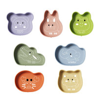 Ensemble d'assiettes d'alimentation pour bébé en silicone de haute qualité, style dessin animé mignon, sans BPA, qualité alimentaire, couleur et logo personnalisés
