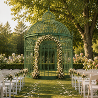 Gazebo personnalisé en fer forgé de style victorien européen, cage à oiseaux vintage pour cérémonie de mariage sur pelouse de domaine, pavillon de décoration en dôme