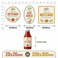 Étiquettes de condiments de qualité alimentaire, autocollants adhésifs de forme personnalisée pour l'emballage de sauces et de vinaigrettes