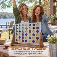 YumuQ Connect Four in a Row Jumbo 4 to Score Jeu de plein air en bois pour pelouse et jardin avec sac de transport portable Fabricant