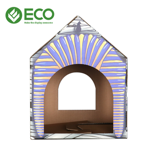 Kunden spezifisches Halloween-Holz-und Karton-Katzen haus mit Katzen kratz brett ECO-Gürtel Kleines Haustier haus Rechteck aus Holz - Product Image 5