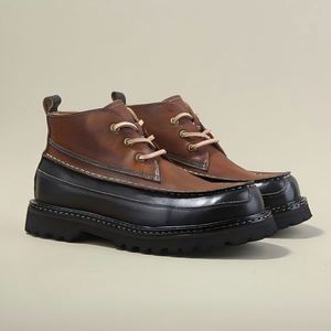 High Quality Men's Casual Cowhide Non-Slip Platform Retro Work <b>Shoes</b> Outdoor Walking <b>Shoes</b> <b>Height</b> <b>Increasing</b> - Product Image 1