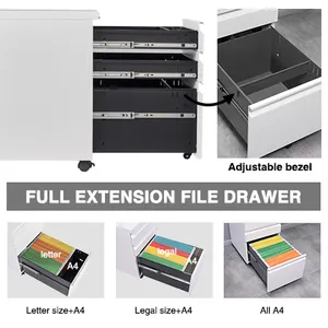 3 Drawer Metal Steel Mobile Cabinet Mobile File Cabinet with Lock