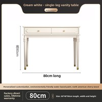 Table de toilette moderne de luxe léger en bois massif crème, style vintage, pour petit appartement, avec armoire à maquillage extensible et multifonctionnelle, à placer au bout du lit