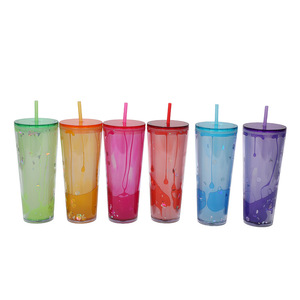 Shang Kou Ai 26oz Double Wall Plastic Straw <b>Cup</b> <b>Reusable</b> Party Drinkware <b>With</b> <b>Lid</b> And Straw For General Use - Product Image 1