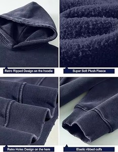 Sudaderas con capucha personalizadas para hombre, 100% algodón, con cuello, estilo holgado, gruesas, estilo urbano, servicio OEM. - Product Image 5