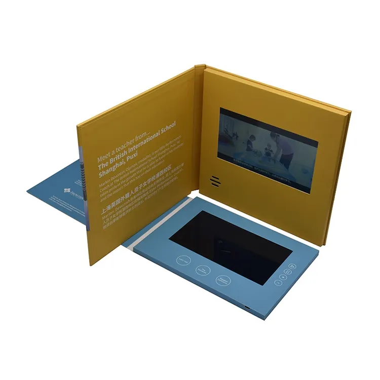 ハードカバービデオパンフレットビデオ名刺カスタムメイドミニビデオ郵送可能グリーティングカード7インチ液晶画面付き