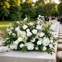 Arche de fleurs artificielles en soie blanche personnalisée, arrangement floral artificiel durable avec roses blanches et anthuriums pour mariage