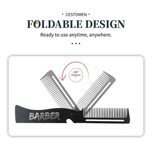 Pettine per barba da uomo portatile pettine in metallo a denti sottili per la toelettatura dei baffi - Product Image 5