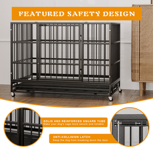 <strong>Dog</strong> Fence <strong>Cage</strong> with Lockable <strong>Wheels</strong> Wholesale Indoor Heavy Duty <strong>Metal</strong> Xxxl <strong>Dog</strong> Crate for Large <strong>Dogs</strong> - Product Image 3