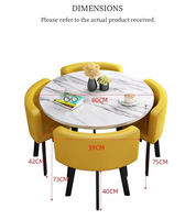Table à manger ronde de luxe très vendue avec chaises en métal et plateau en MDF pour salon, restaurant, bar, bureau - 1 table et 4 chaises