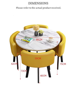 Juego de Comedor de Lujo con Mesa Redonda y Sillas Metálicas, Madera MDF, para Sala de Estar, Restaurante, Bar, Oficina, 1 Mesa y 4 Sillas, Gran Venta - Product Image 3