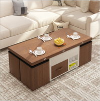 Ensemble de table et de chaises en bois moderne, bureau multifonctionnel, bureau à domicile, bureau à café réglable, table de rangement pliable