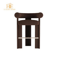 Tabourets de bar modernes, simples et confortables en tissu marron, chaise de bar en bois massif pour restaurants