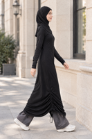 EVE048 Mode musulmane, burkini, robe longue élégante, couleur unie, à capuche, grande taille, robe ample, abaya islamique, maillot de bain pour femmes musulmanes