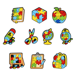 HY 2026 Vente en gros <span class=keywords><strong>de</strong></span> breloques pour chaussures pour le soutien <span class=keywords><strong>de</strong></span> la sensibilisation à l'autisme, adaptées aux personnes autistes, boucles décoratives en PVC et caoutchouc souple - Product Image 1