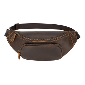 Livraison Gratuite <span class=keywords><strong>Maroquinerie</strong></span> Homme Marron Vintage En Cuir de Cheval Fou Sac <span class=keywords><strong>Banane</strong></span> Sac de Taille Pour Hommes Personnalisé - Product Image 1