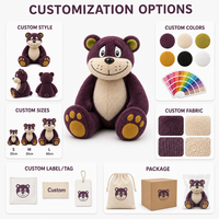 Peluche Ours Brodé Personnalisé Anti-Stress, Fabrication Directe Usine, OEM ODM, Poupée Personnage Rembourrée pour Marques IP Originales